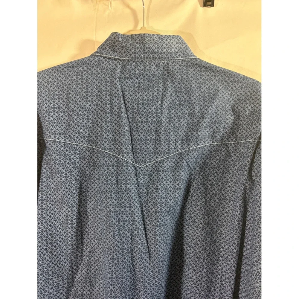 Cowboy Legend Western Shirt Mens Large Blue Embroidered Pearl Snap Cotton